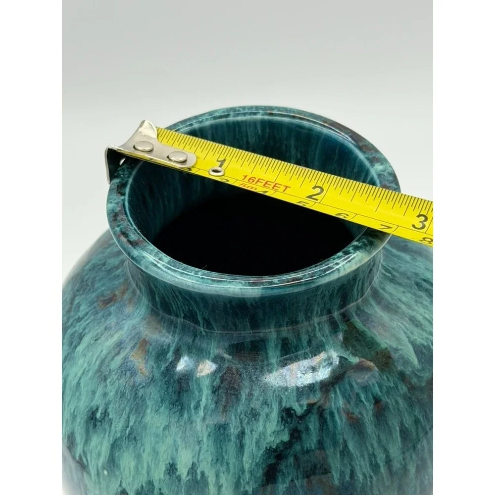 Vintage Studio Pottery Drip Glaze Vase Blue Green ~6